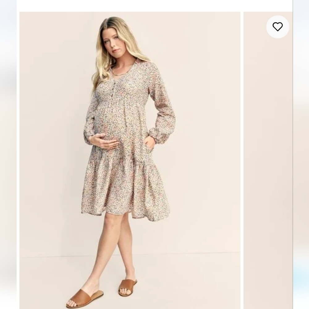 Little Planet Women's Maternity Button-Front Wildflower Dress 100% Cotton, M-L